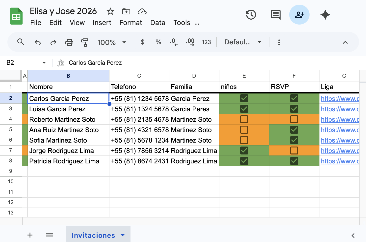 Google Sheets RSVP